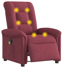 Poltrona reclinável de massagens elétrica tecido vermelho tinto