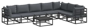 Conjunto de Sofá de Jardim 8 pcs Preto 70 x 70 x 32 cm Alumínio
