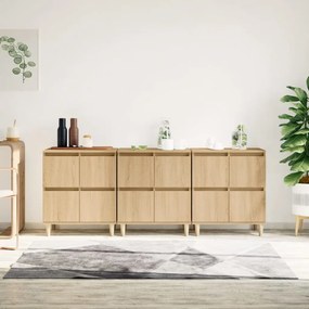 vidaXL Aparadores 3 pcs 60x35x70 cm derivados madeira carvalho sonoma