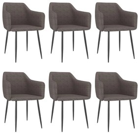 vidaXL Cadeiras de jantar 6 pcs tecido cinzento-acastanhado