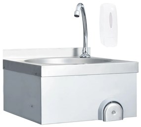 Lavatório com torneira aço inoxidável e dispensador de sabonete