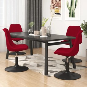 vidaXL Cadeiras de jantar giratórias 4 pcs veludo vermelho