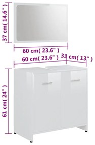 Conj. móveis casa de banho derivados madeira branco brilhante