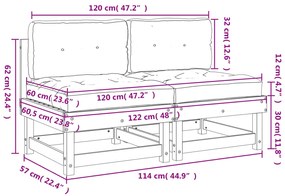 Sofás de centro com almofadões 2 pcs pinho maciço