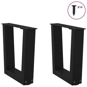 Pés para mesa de centro em V 2 peças preto 30x(30-31,3) cm aço