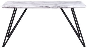 Mesa de jantar 150 x 80 cm efeito mármore branco com preto MOLDEN Beliani