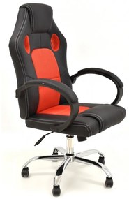 Cadeira de escritório SEPANG, gaming, pele sintética preta, tecido mesh vermelho