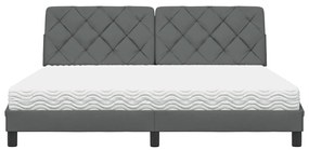 Cama com colchão 180x200 cm tecido cinzento-escuro
