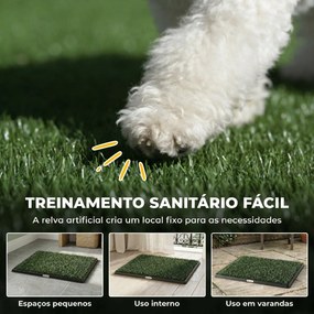 Sanita para Cães com Relva Artificial, 76x50,5 cm, Bandeja Higiênica para Cães para Treino com Drenagem, Verde