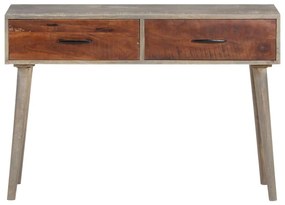 Mesa consola 110x35x75 cm mangueira maciça áspera cinzento