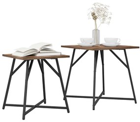 Mesa Lateral vidaXL 2 pcs Carvalho Defumado Madeira Ingenheirada e Met