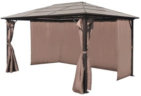 Gazebo com cortina 400 x 300 cm alumínio castanho