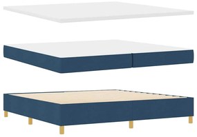 Cama Box Spring vidaXL com Colchão - Azul, 200x200 cm, Tecido