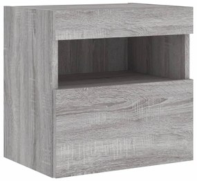 7 pcs conj. móveis de parede p/ TV c/ luzes LED cinzento sonoma