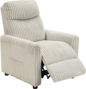 Poltrona Relax Reclinável Manual Estofada em Veludo com Apoio para Pés 73x86x100 cm Creme