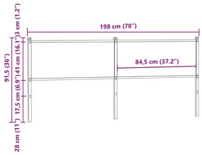 Cabeceira de cama 190 cm derivados madeira/aço carvalho sonoma