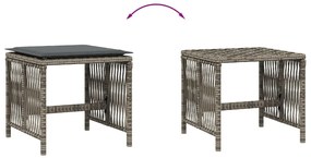 Bancos jardim com almofadões 4 pcs 41x41x36 cm vime PE cinzento