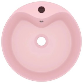 Lavatório com extravasamento 36x13 cm cerâmica rosa mate
