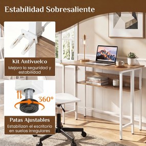 Secretária Dobrável com Estante, 80 x 47 x 76 cm, Poupança de Espaço, Natural