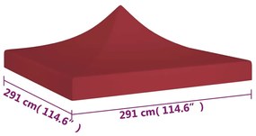 Teto para tenda de festas 3x3 m 270 g/m² bordô