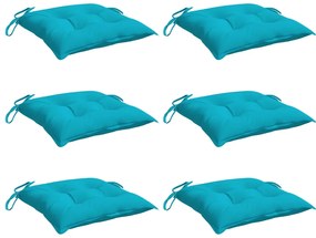 Almofadões de cadeira 6 pcs 50x50x7 cm tecido oxford turquesa