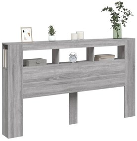 Cabeceira c/ LEDs 180x18,5x103,5 cm sonoma cinzento