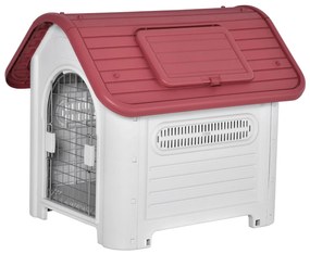 PawHut Casota para Cães com Porta Removível Base Elevada 3 Respiradouros e Janela para Interior e Exterior 72x87x75 cm | Aosom Portugal