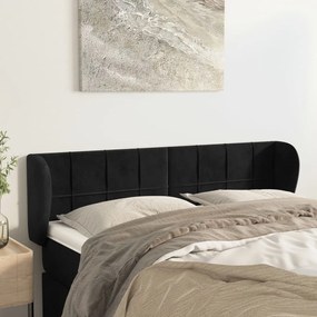 Cabeceira de cama c/ abas veludo 147x23x78/88 cm preto