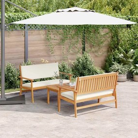 Conjunto de Sofás de Jardim de 3 Peças com Almofadas em Madeira de Acácia