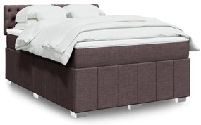 Cama com molas/colchão 160x200 cm tecido castanho-escuro
