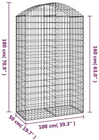 Cesto gabião arqueado 100x50x160/180 cm ferro galvanizado