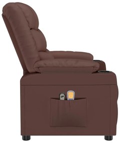 Poltrona de massagens elétrica couro artificial castanho