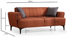 Sofá de 2 Lugares Hamlet – Vermelho Telha – 180x95x77 cm