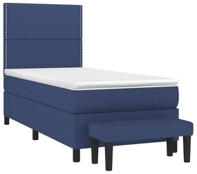Cama com molas/colchão 90x190 cm tecido azul