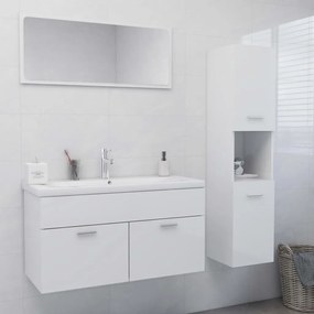 Conj. de móveis casa banho madeira processada branco brilhante