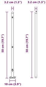 Posts de Cerca com Placas de Base - 52 pcs Ø32mm 50cm em Aço Galvaniza
