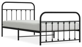 Estrutura de cama com cabeceira e pés 100x200 cm metal preto