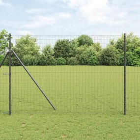 vidaXL Cerca Euro com 7 Postes 1.5x10 m Aço Galvanizado Cinza