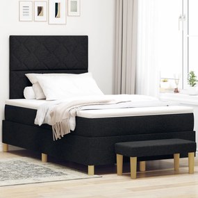 Cama Box Spring com Colchão e Banco Preto 120x200 cm Tecido
