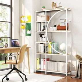 Estante de 6 níveis 100 x 30 x 177 cm com prateleiras de armazenamento abertas Branco e natural