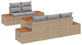 Conjunto de Sofá de Jardim vidaXL de 6 Peças com Almofadas em Bege de