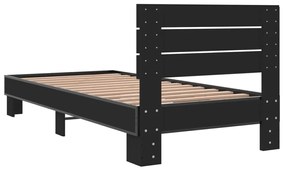 Estrutura de cama 90x200 cm derivados de madeira/metal preto