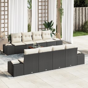 vidaXL Conjunto de Sofás de Jardim de 9 Peças com Almofadas Preto Vime PE Acácia