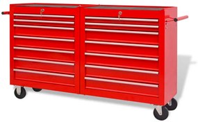 vidaXL Carro de ferramentas com 14 gavetas XXL aço vermelho
