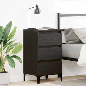 Cabeceira de noite vidaXL Preto Carvalho 40x35x70 cm Madeira do engendramento