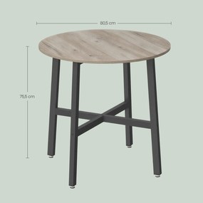Mesa de jantar redonda pequena 80 cm de diâmetro (CADEIRAS NÃO INCLUIDAS) cinza mesclado com preto