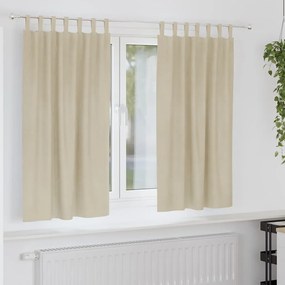 Cortinas Blackout vidaXL com Alças de Pendurar 2 pcs Veludo Creme
