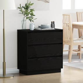 Criado-mudo vidaXL com LED Carvão Preto 71x34,5x75 cm em Madeira Engen