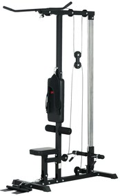 SPORTNOW Máquina de Musculação Estação de Treino com Assento Ajustável para Treino Carga Máxima 100 kg 140x108x197 cm Preto | Aosom Portugal