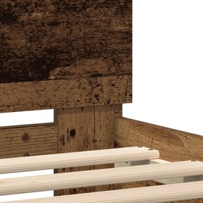 Estrutura de Cama sem Colchão com Luzes LED Madeira Velha 90x190 cm